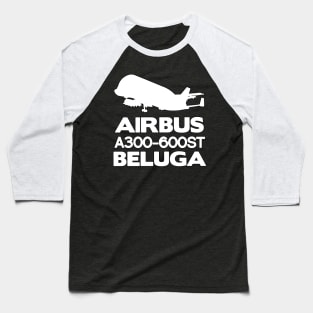 Airbus A300-600ST Beluga Silhouette Print (White) Baseball T-Shirt